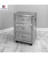 Aviator Aluminum Studded 3 Drawer Bedside Cabinet - Aviator Bedside Stool - €785,42 EUR