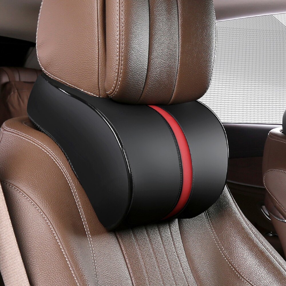 Primary image for PU Leather Car Neck Pillow Seat Headrest Support Memory Foam Pillow Auto Headres