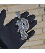3.00 Ct Baguette Cut Real Moissanite Men's Custom P Letter Pendant 925 S... - $250.00