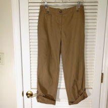 Boden Khakis Size 6R Roll Up Ankle Pants Cuffed Pockets Cotton Linen Blend - $15.99