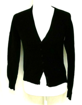 AMBIANCE KNITTED CARDIGAN SWEATER SMALL BLACK LONG SLEEVE V-NECK BUTTON ... - $11.31