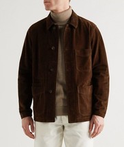 New Mens Suede Leather Jacket Designer Shirt Men Biker Real Leather Jacket #129 - £88.63 GBP+