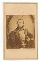 Antique CDV Circa 1860s Uniquely Formatted Image of Older Man With Chin Beard - £14.64 GBP