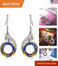 Dazzling Phoenix Dangle Earrings in Sterling Silver with Austrian Crystals - $54.50