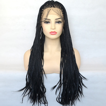 Salon Hand Made 20 Inch Micro Box Braid Natural Black Synthetic Lace Front Wig - £70.00 GBP