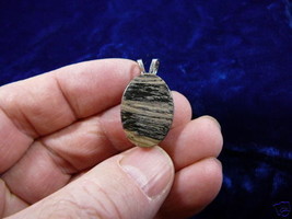 (J-200-4) Tan black brown striped Jasper gemstone oval PENDANT - £14.18 GBP