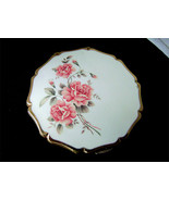 Vintage Stratton Queen Compact  Pink Enamel Roses Convertible PAT 764125 - £26.89 GBP