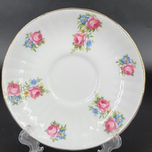 Royal Grafton Saucer Fine Bone Gold Trim Pink Blue Flower Replacement England - £5.67 GBP