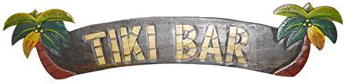 Huge Hand Carved Tiki BAR Sign with Two Palm Trees 3D