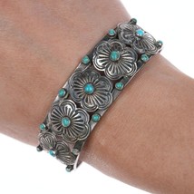 6 3/8&quot; 30&#39;s-40&#39;s Stamped Silver snake eye turquoise Cuff Bracelet - £449.76 GBP