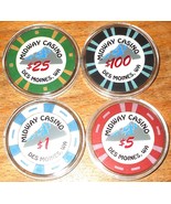 (4) Midway Casino Chips - Des Moines, Washington - Sample Set - $1 $5 $2... - $513.11 MXN