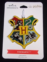 Hallmark Harry Potter Hogwarts Shield metal Christmas ornament on card 2021 NEW - $7.55
