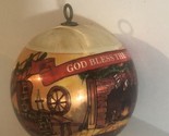 Vintage God Bless This House Ball Christmas Decoration Holiday Ornament XM1 - $7.91