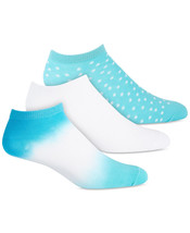 Womens Low Cut Socks Tie Dyed &amp; Dot Asst Blues 3 Pack JENNI $16.99 - NWT - £2.81 GBP