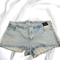 Abercrombie &amp; Fitch Womens 36/22 Blue Low Rise Jean Short Curve Love Raw... - $23.08