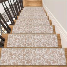 Classic Floral Stair Treads, 15-Pack, 8''x30'' - Non-Slip &amp; Machine Wash... - $120.73