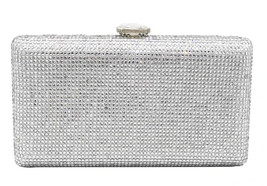 Anthony David Silver Satin &amp; Clear Crystal Evening Bag - £41.70 GBP
