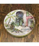Vintage Brulatour patio old New Orleans metal  fruit cake tin shabby chi... - $19.75