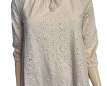 J.Jill Women&#39;s Knit Eyelet Peasant Blouse White Size Small - $18.99