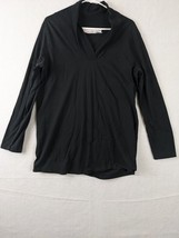 Roamans Womens Top Long Sleeve Size L Cotton Black - $16.68