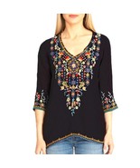 Size: 2x-Large,Color: Black - Private Garden Embroidered Tunic Tops In V... - $192.14 CAD