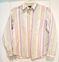 Lauren Ralph Lauren Large Striped Women&#39;s Long Sleeve Button Up Shirt - $24.18