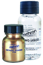 Mehron Makeup Metallic Powder (.17 Ounce) with Mixing Liquid (1 oz) (GOLD) - £56.98 GBP