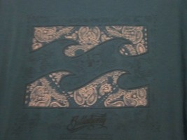 NWOT - BILLABONG PAISLEY IMAGE Aqua Blue Adult Size XL Short Sleeve Tee - £11.98 GBP