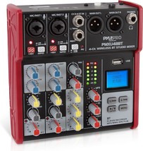 Pyle Studio Audio Sound Mixer Board - 4 Channel Bluetooth Compatible, Pm... - £71.30 GBP