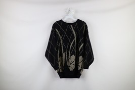 Vintage 80s Mid Mod Womens Large Abstract Metallic Knit Crewneck Sweater... - $39.55