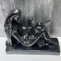 Vintage Haegar Woman Mother Child Pottery Sculpture Black Large 14.5&quot; - £32.60 GBP