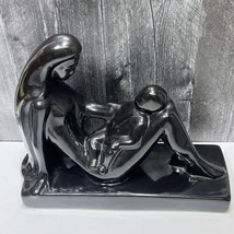 Vintage Haegar Woman Mother Child Pottery Sculpture Black Large 14.5&quot; - £33.16 GBP