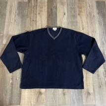 J CREW Mens Sweater Large Blue-Gray Pullover V-Neck 100% Polyester - $11.55