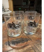 Mid-Century Libbey Curio Carriage Firefighter 4 Whiskey Glasses Tumblers - $39.60