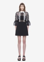 NWT Self-Portrait Bell Sleeve Shift Dress with Collar UK 6 US 2 - $318.50