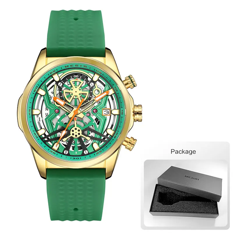 Chronograph Quartz Watch Men Fashion Waterproof Yellow Silicone Strap Sp... - £36.50 GBP