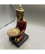 Vintage 1970 Buddha Candle Holder  Wooden And Brass - $39.33 CAD