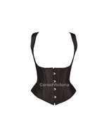 Black Satin Underbust Corset Shoulder Straps Christmas Costume Waist Tra... - $74.99+