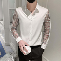 Hollow Lace Sleeve Dress Shirt - £25.91 GBP