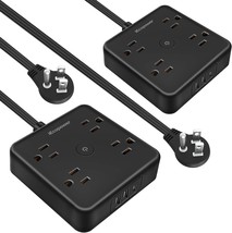 2 Pack Ultra Flat Plug Power Strip Power with Surge Protection 4 Widely Outlets  - £48.39 GBP