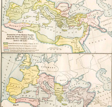 1929 Map Europe Roman Empire Gains Losses Caesar Diocletian History DWY11 - $29.99