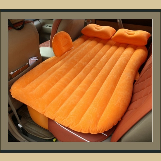 Orange Inflatable Backseat AirBed Mattress Fits Cars SUV & Trucks w/ Air Pump