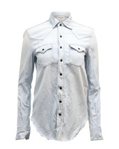 Saint Laurent Classic Western Distressed Button Front Shirt In Washed C XS - £114.64 GBP