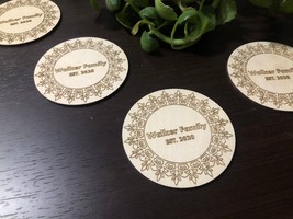 Personalized coasters set of 4 / Wood coasters / Housewarming Gift / Gift for he - £33.28 GBP