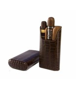 Brizard Gordo 3 Cigar Case in Black Leather Croc Pattern NIB - $263.90 CAD