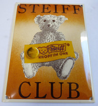 Steiff Club Button in Ear Knopfim Ohr Porcelain Enamel Metal Advertising Sign - £95.98 GBP