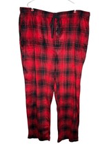 Stafford Men&#39;s Pants Drawstring Fleece Elastic Waist Pajama Red/Black 3XL NWT - $19.79