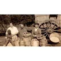 Vintage Apple Orchard Snapshot, Black and White Photo of Farm Family - £6.17 GBP