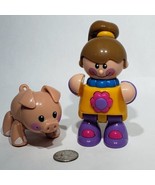 Lot of 2 Tolo Toys First Friends Girl with Ponytail Pig Poseable Click M... - £11.95 GBP