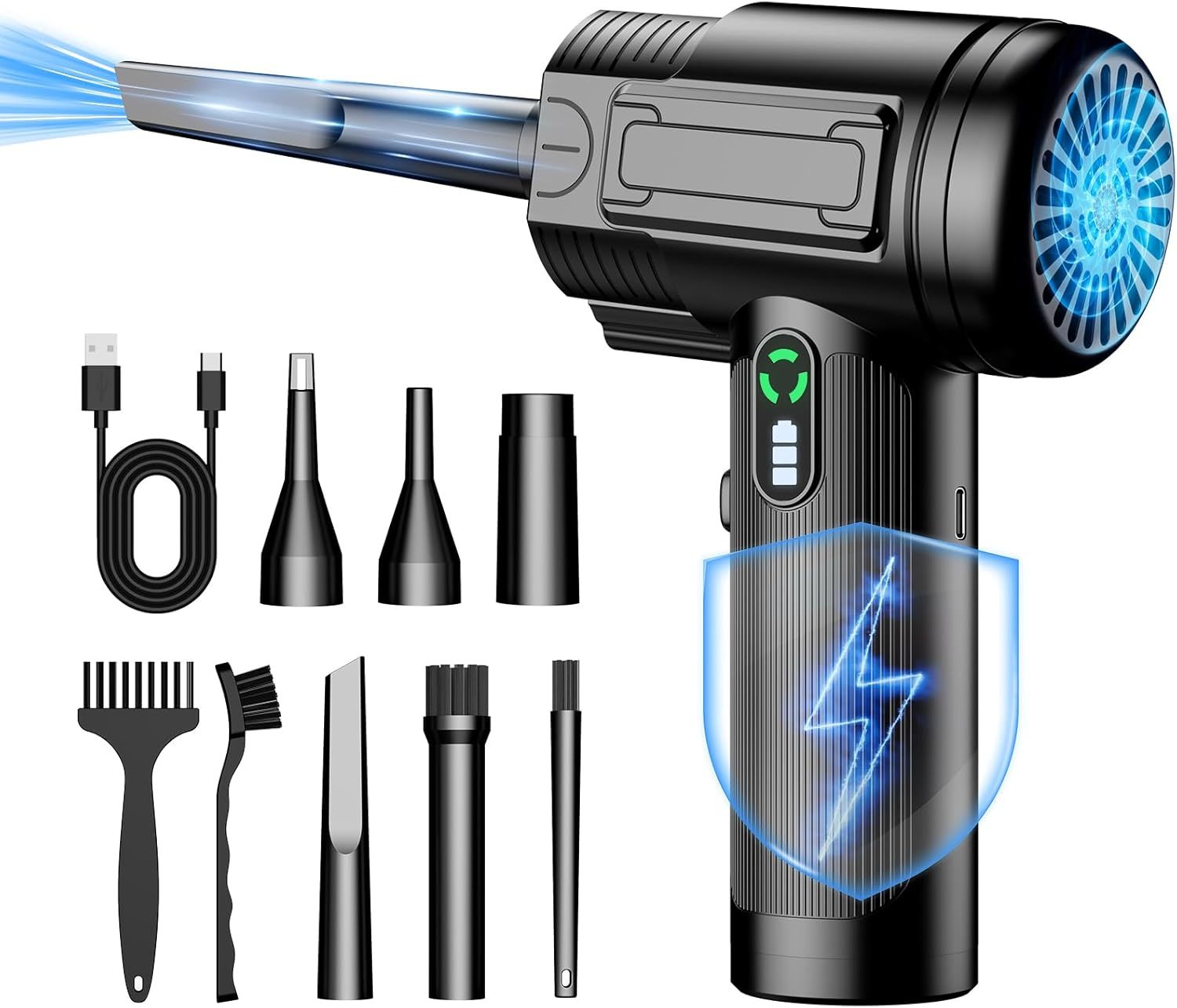 Compressed Air Duster: 100000Rpm Electric Air Duster With Led Light Mini... - $51.99